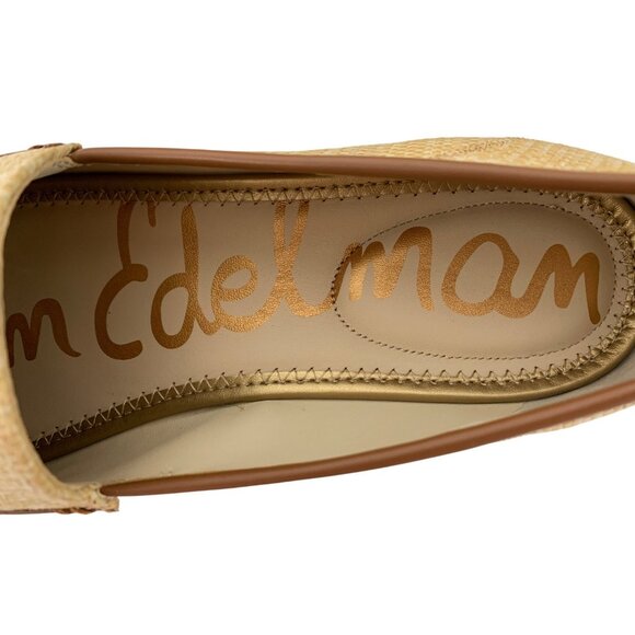 New Sam Edelman Womens Natural Raffia Loafers Gold Bit Detail Size 10M Slip On - Picture 13 of 14